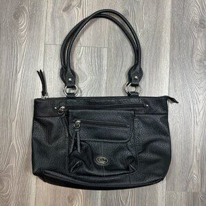 Carryland Black Pebbled Faux Leather Shoulder Bag